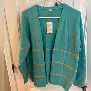 Women’s Teal Striped Cardigan